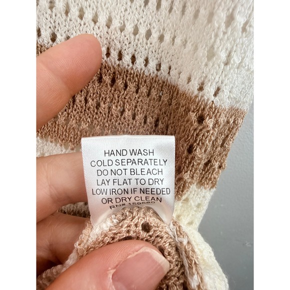 Pink Lily Striped Knit Crochet V Neck Tank Top Women's Size M Boho Festival Chic - Picture 7 of 8